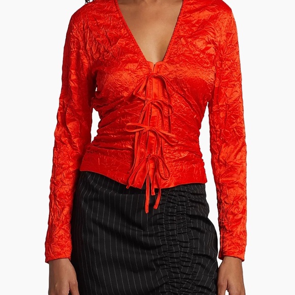 Ganni Tops - Women's Red Lace-Up Top